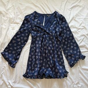 Crystal Doll Navy Blue Floral Blouse